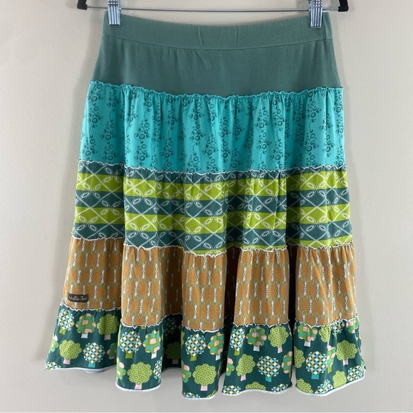 Matilda Jane Blue Boho Floral Midi A-Line Skirt with Tiered Design Sz S - Picture 5 of 10